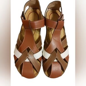 NEW FOURTOC CLOSED TOE WEDGES SANDLES FOR WOMEN SIZE 9.5